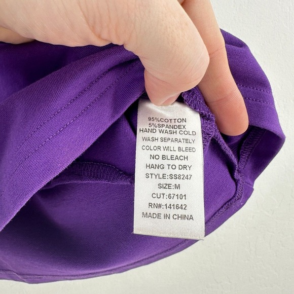 She + Sky Tank Top Womens M Purple Cropped Cotton Pullover Round Neck Stretch - Picture 6 of 6
